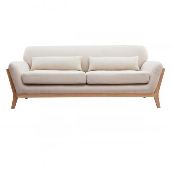 Sofá nórdico 3 plazas beige patas madera YOKO
