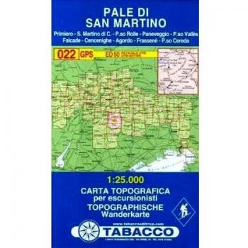 Mapa topográfico de senderismo 022 Pale di San Martino 1:25.000