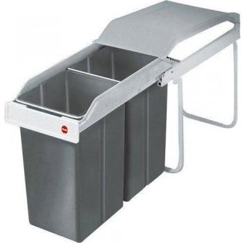 Hailo 3659-001 Multi Box - Cubos de Reciclaje Integrados Doble, 2x15 Litros, Color Blanco