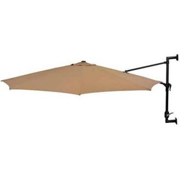 vidaXL Sombrilla Pared Barra Metal 300 cm Gris Topo Parasol Paraguas Mueble