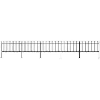 Garden Fence with Spear Top Steel 8.5x1 m Black