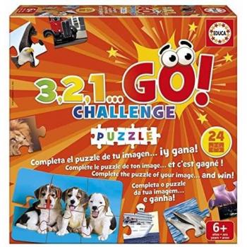 Educa - 3,2,1... GO Challenge Puzzle | Si Eres ágil y rápido no te costará Nada ser el Primero en completar el Puzzle, Incluye 24 Puzzles de 6 Piezas | De 2 a 5 Jugadores, a Partir de 6 años