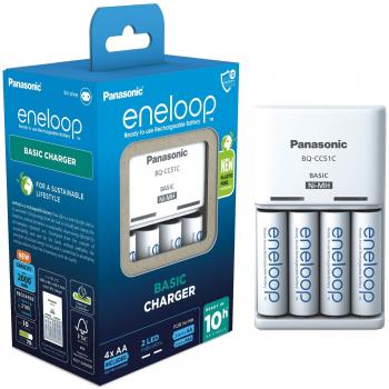 Cargador de pilas Panasonic Eneloop BQ-CC51 con 4 pilas recargables AA 2000mAh