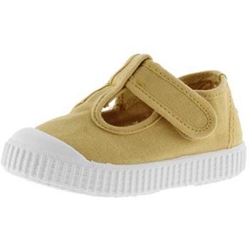 Zapatillas Victoria 136625 Amarillo con suela de goma y diseño ligero, Sandalias cerradas de lona para niños DREC con tira adherente y puntera de goma, Sandalia Victoria 1915 Lona Tintada DREC