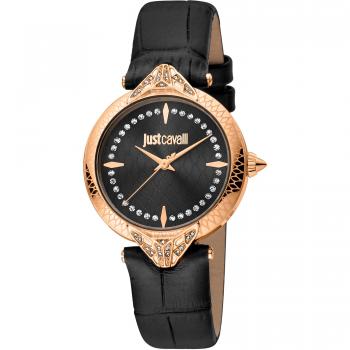 Reloj de pulsera Just Cavalli Animalier Luce - JC1L238L0035, correa color negro, dial negro, para mujer