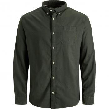 Camisa de Manga Larga Oxford Plus Size Jack & Jones para Hombre en Color Forest Night