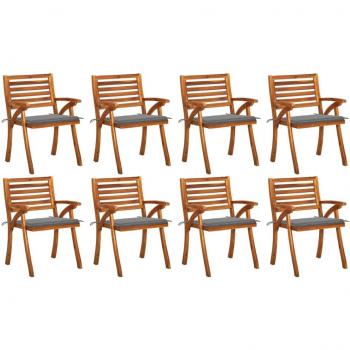 Sillas de jardín 8 uds madera maciza de teca con cojines