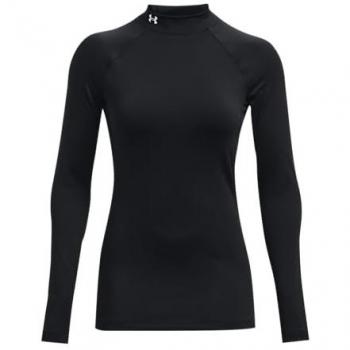 Under Armour Camiseta De Manga Larga Coldgear Authentics Mockneck Negra Mujer