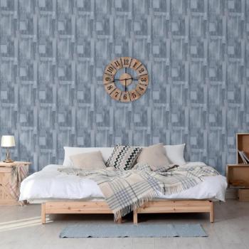 Papel de Pared Wood Panel Tapiz Adorno Decoración Color Gris, Azul y Marrón DUTCH WALLCOVERINGS