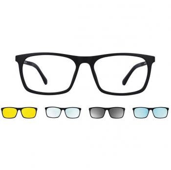 Cuadrado Clip-On Plástico Negros Armazones y Lentes Recetadas para Hombre - Gafas Anti-Azules - SmartBuy Collection