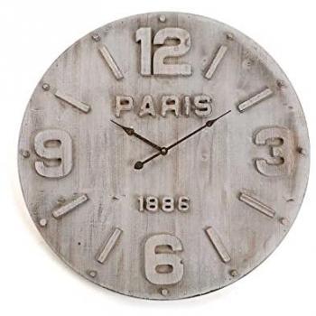 Reloj de Pared Decorativo Mitchell de Madera Gris para Cocina, Salón, Comedor o Habitación - 60x60x4.5 cm