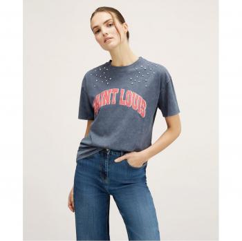 Camiseta oversize con estampado y letrero frontal