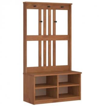SANDENS Hall Tree - Solid Pine Wood with Storage Compartments & Hooks - 87x40x159.5 cm