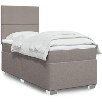 Bastidor de cama box spring con colchón de muelles Tortera 100x200 cm en tela gris taupe