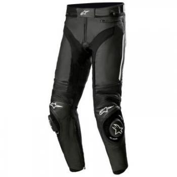 Alpinestars Missile V3 Pantalones de Moto de Cuero Negros y Blancos (54)
