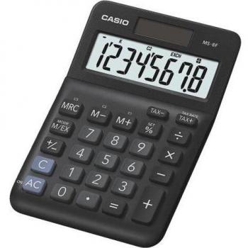 Calculadora Casio MS-8F de Sobremesa, 8 Dígitos, Función Tax +/-, Color Negro