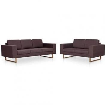 vidaXL Conjunto Sofá 2 y 3 Plazas 2 Piezas Tapizado Tela Estructura Patas Madera Diseño Moderno Cojín Asiento Respaldo Sillones Sala Salón Gris Taupe