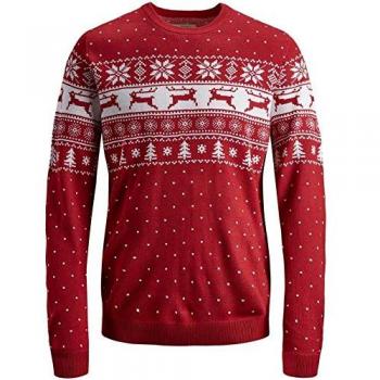 JACK & JONES Jortree Knit Crew Neck, suéter para Hombre, Scarlet Sage, X-Large