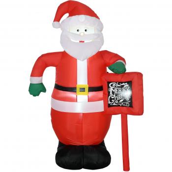 HOMCOM Papá Noel Hinchable con Cartel Navidad y Luces LED para Decoración Navideña en Interiores y Exteriores