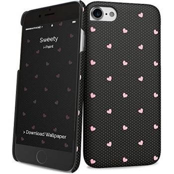 Funda para iPhone 7 diseño Sweety en color Negro y Rosa con detalles florales