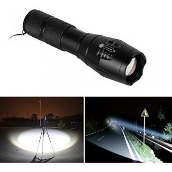 Uvistar Antorcha Con Lámpara CREE XML T6 con zoom ajustable ,5 Modos de 1.050 lúmenes-resistente de agua al aire libre de la antorcha, Foco LED ultra brillante linterna táctica Bundle con batería recargable, soporte de la batería, el cargador de bate
