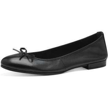 Bailarinas Tamaris de cuero negro con aplicación de lazo, tamaño 37