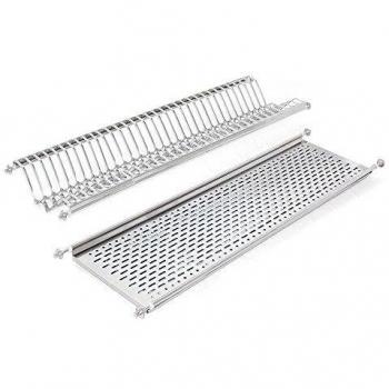 EMUCA - Escurridor de Platos y Vasos para Muebles de Cocina de 90 cm de Ancho, Anchura Interior módulo 835-870mm, Acero Inoxidable 