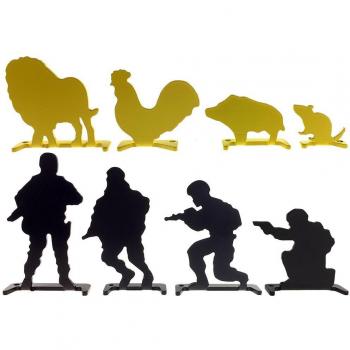 Airsoft Magic Full acero soldado & Animal objetivos de disparo 8 pcs para AEG GBB airsoft – negro/amarillo
