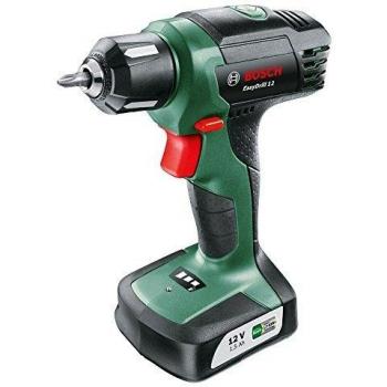 Bosch EasyDrill 12 - Taladro Atornillador Inalámbrico de 12V con Batería Integrada, Cargador y Punta de Destornillador, Color Negro/Verde