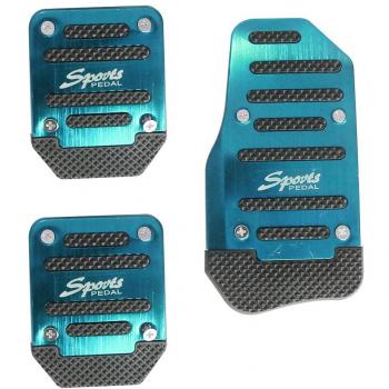 ZNYSTAR 3 PCS de Plata Universales Pedales Antideslizantes del Coche,Color Azul ,de Aluminio