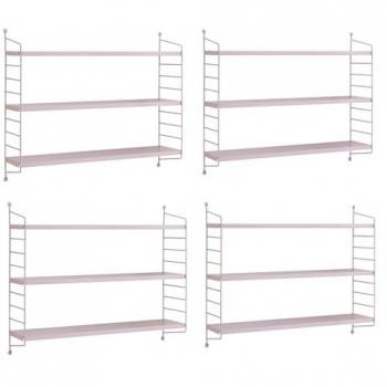 Juego de 4 Estanterías de Pared Strängnäs de Acero Violeta con 3 Niveles Regulables 50x60x15 cm