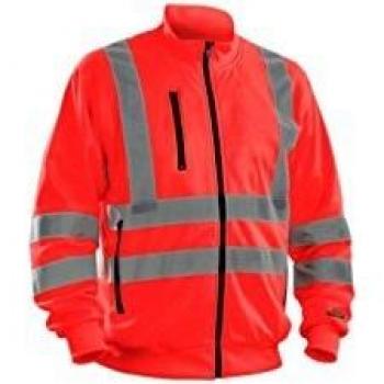 Blaklader High-Visibility Zip-Up Sweatshirt, Fluorescent Red, Size XL