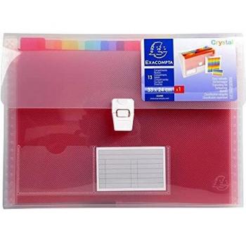 Exacompta 55298E - Clasificador de 13 compartimentos en polipropileno, 24 x 32 cm, color blanco transparente