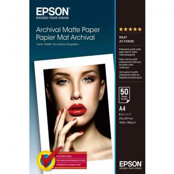 Epson A4 Archival Matte Paper, 192gsm, 50 Sheets, White, Product Code C13S041342