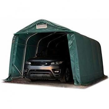 Carpa Garage TOOLPORT 3,3x4,8 m PVC 800 N de alta resistencia, garaje portátil, cobertizo compacto de almacenamiento, refugio 100% impermeable verde oscuro
