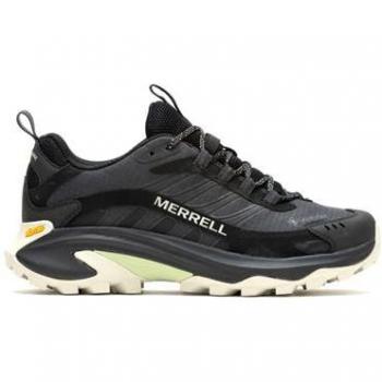 Zapatillas de montaña Merrell Moab Speed 2 GTX - Negro Mujer, características: impermeables con tecnología Gore-Tex, suela Vibram para tracción en terrenos difíciles, diseño ligero y transpirable, soporte acolchado en el tob