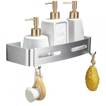 GERUIKE Estante Rectángulo para Ducha de baño, Cesta de Ducha, Estante de Almacenamiento para Cocina, Estante Ducha Aluminio aeroespacial, Adhesivo, Montaje en Pared sin Taladro