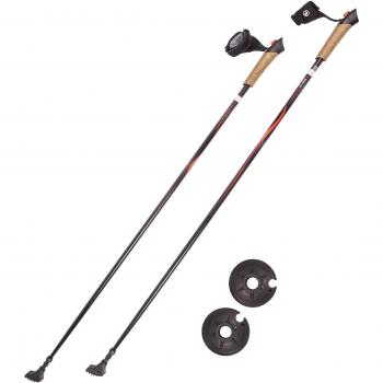 Ultrasport Carbon Nordic Walk - Bastones de senderismo con mangos de corcho y correas de seguridad, color negro, 125 cm