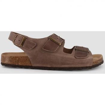 Sandalias planas de mujer de piel en marrón oscuro