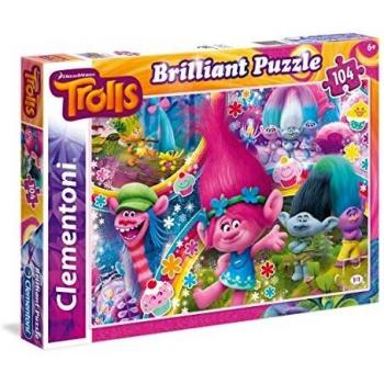 Clementoni-Los Pingüinos De Madagascar Puzzle 104 Piezas con Efecto Diamante Trolls, Miscelanea