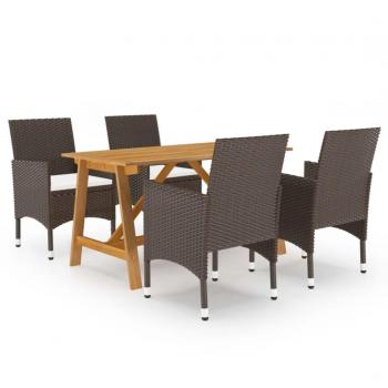 Juego de comedor para jardín Día y Noche de 5 piezas marrón