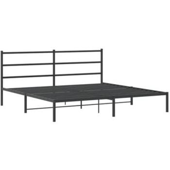 Estructura de cama sin colchón con cabecero metal negro 180x200 cm