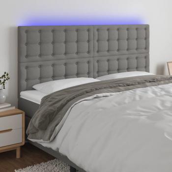 Cabecero LED gris oscuro en tela de 160x5x118/128 cm