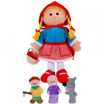 Fiesta- Red Riding Hood Hand and Finger Puppet Set Juego de Marionetas de Mano y Dedo de Caperucita Roja, Multicolor