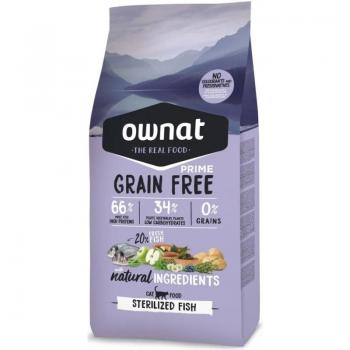 Pienso para gato OWNAT GRAIN FREE PRIME STERILIZED FISH 1 kg - Fórmula sin cereales, rica en pescado, ideal para gatos esterilizados, 1 kg