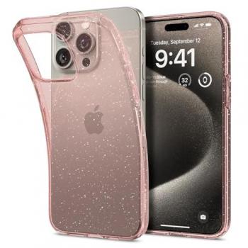 Funda Estuche Brillante Líquido Rosa Transparente para iPhone 15 Pro Max