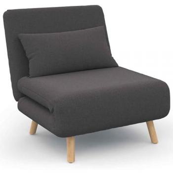 Sofá Cama Convertible Romeo 1 Plaza 80x190 cm Tejido Gris Antracita