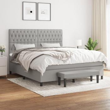 Cama box spring con colchón de muelles gris claro 180x200 cm