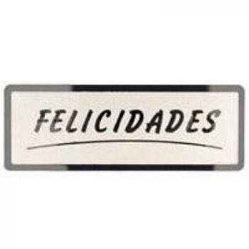Rollo 300 etiquetas felicidades stampling 50 x 18, plata