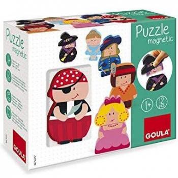 Goula - Puzle personajes magnéticos, Puzle de madera a partir de 1 año